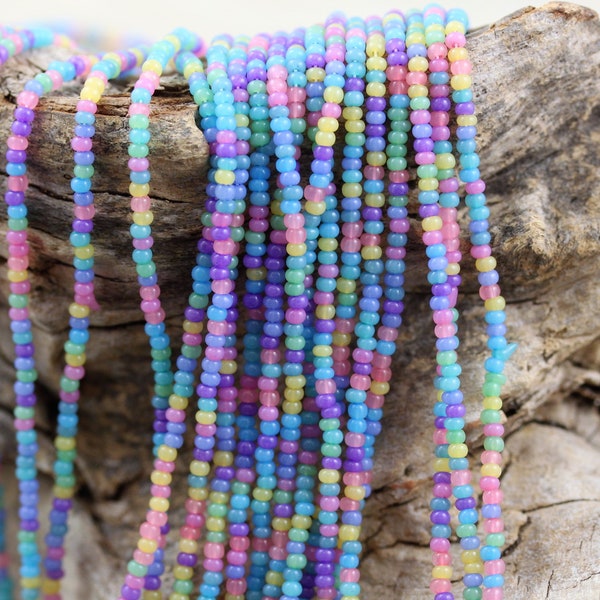 11/0 Opal Unicorn Mega Mix Sol Gel Czech Seed Beads - 1 hank, 12/20", summer bright glass mix, magical mix seed beads