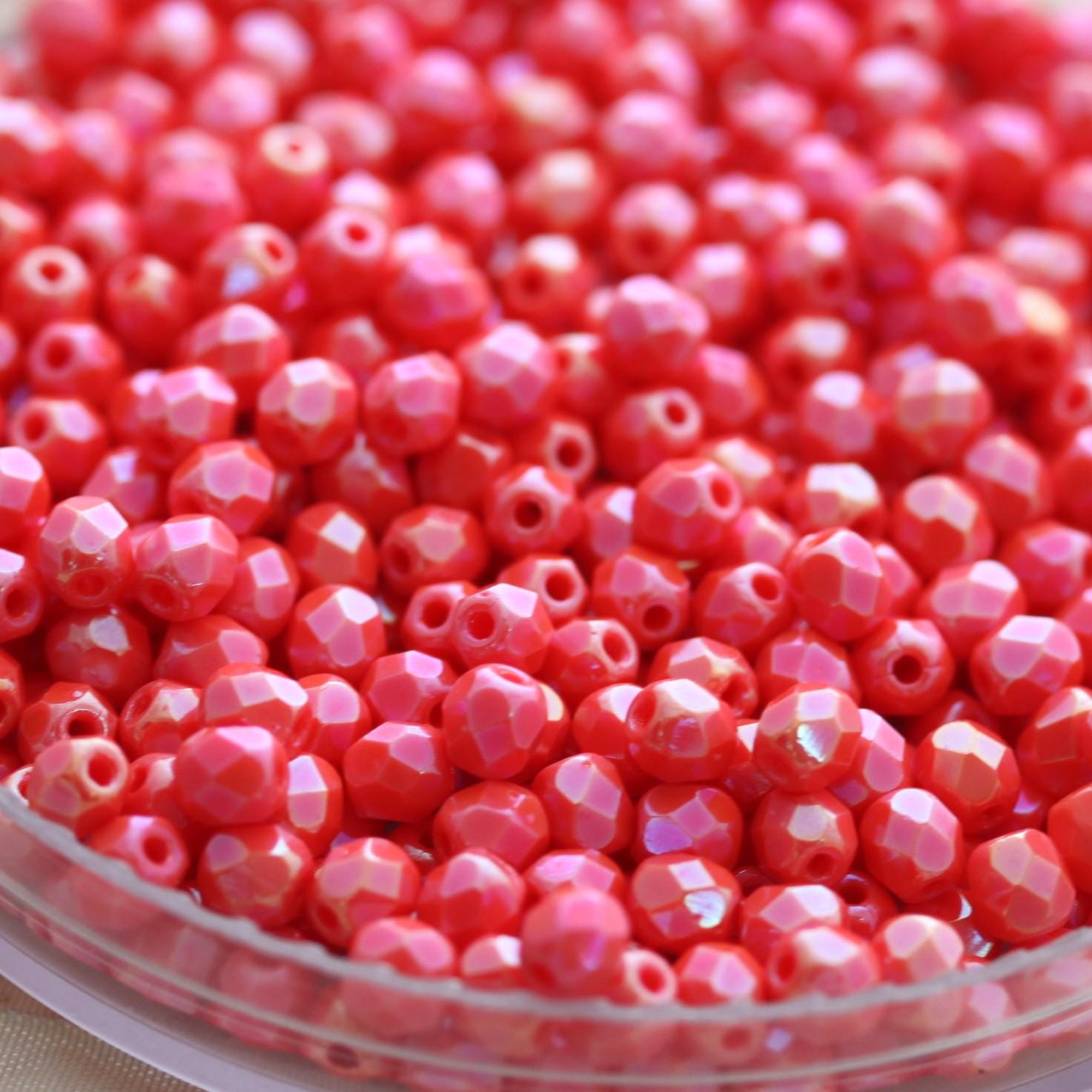 新着！希少！限定98-100個 4mm コーラルアイリス ファセットラウンド