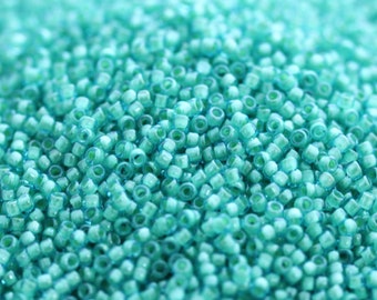 NIEUW!!! 20g 15/0 Aqua / Light Jonquille gevoerde Toho rocailles, micro Rocailles, Toho 954
