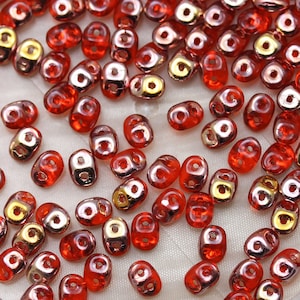 20g 5x2mm Hyacinth / Apollo Gold  SuperDuo  - 2-hole Czech Glass Beads