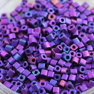 Discontinued! 30g 3mm Higher Metallic Frosted Mardi Gras Cubes Toho Seed Beads - 30 grams, superior quality, Toho 515F