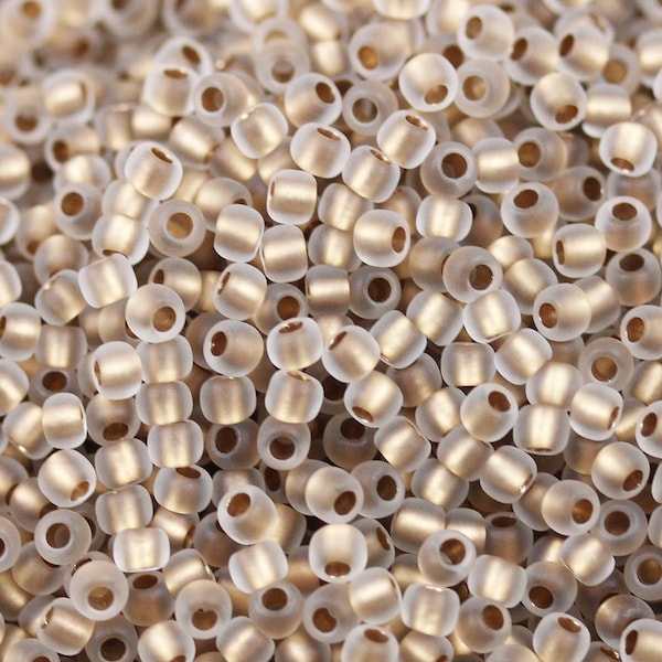 20g 11/0 Matte Crystal / Gold Lined Toho Seed Beads - 20grams, metallic beads. superior quality, Toho 989FM