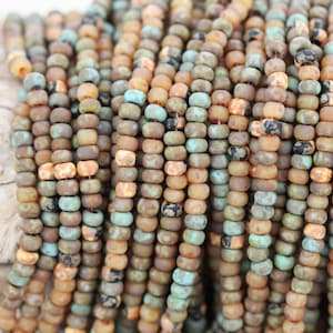 LAST! Exclusive!!! 8/0 Matte Aged Striped Baltic Picasso Mega Mix Czech Seed Beads - 1 strand - 20" long, fabulous unique mix!!!