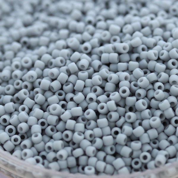 NEW!!! 20g 11/0 Matte Gray Toho Seed Beads - 20grams - spectacular, frosted ceramic beads, Toho 53F