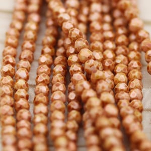 100pcs 4mm Beige Picasso Gold Luster Faceted Round Czech Glass Beads - fabulous Picasso  colors...