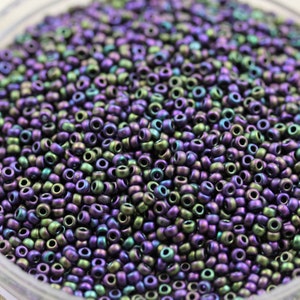 20grams 11/0 Matte Metallic Lavender / Olive Iris Miyuki Seed Beads - spectacular color, frosted metallic iris beads, Miyuki 2019