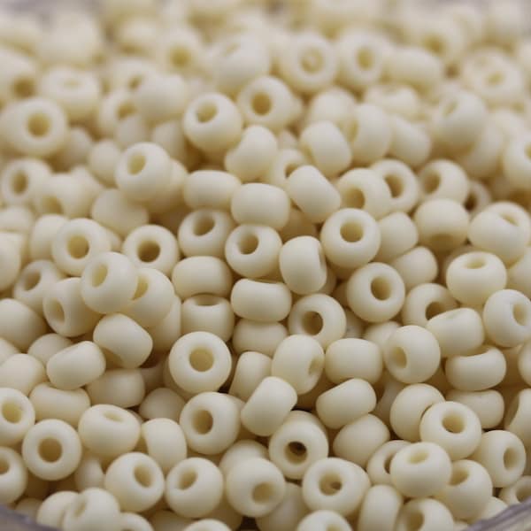 30g 6/0 Frosted Ivory Miyuki Seed Beads - 30grams - spectacular, frosted ceramic beads, Miyuki 491F