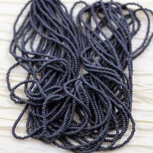 11/0 Matte Jet Czech seed beads - 1 HANK - 12/20&quot;, ceramic looking beads
