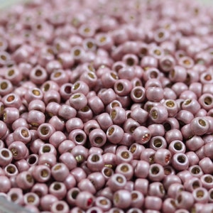 20g 8/0 PermaFinish Frosted Galvanized Sweet Blush Toho Seed Beads - 20grams - spectacular colors... PF552F