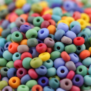 70g 6/0 Matte Opaque AB Blooming Meadows Mega Mix Czech seed beads - 70 grams , matte ceramic beads, rainbow beads