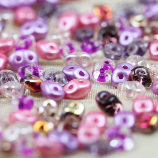 20grams 5x2.5mm Little Princess Mix  SuperDuo  - 2-hole Czech Glass Beads