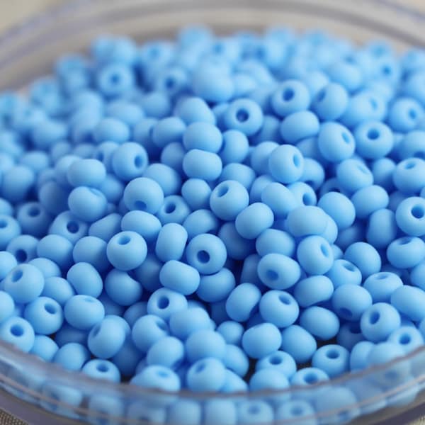 70g 6/0 Matte Pale Blue Turquoise Czech Seed Beads - fabulous frosted look and classy turquoise color.