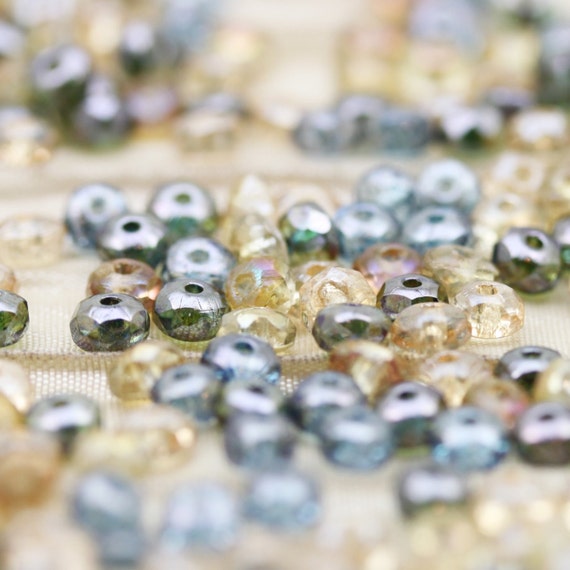 50 Silver Chrome /& Crystal Metallic Fire polished Glass Beads 6MM LIMITED