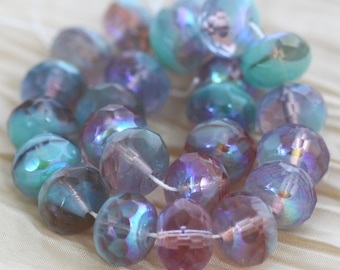 RARE!!! 10pcs 14x9mm Fancy Chunky Gemstone Cut Rondell Czech Glass Beads