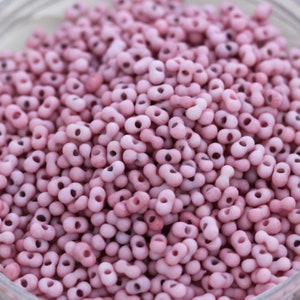 NEW! 25g 2x4mm Matte Rose Ceramic Peanut Matsuno seed beads, peanut beads, berry beads, ceramic looking seed beads