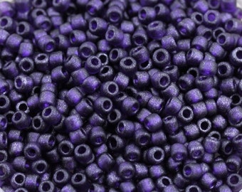 30g 6/0 Matte Grey / Dark Violet Lined Matsuno Seed Beads - 30grams - spectacular color...