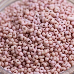 NEW! 25g 2x4mm Matte Cheyenne Pink Ceramic Peanut Matsuno seed beads, peanut beads, berry beads, ceramic looking seed beads