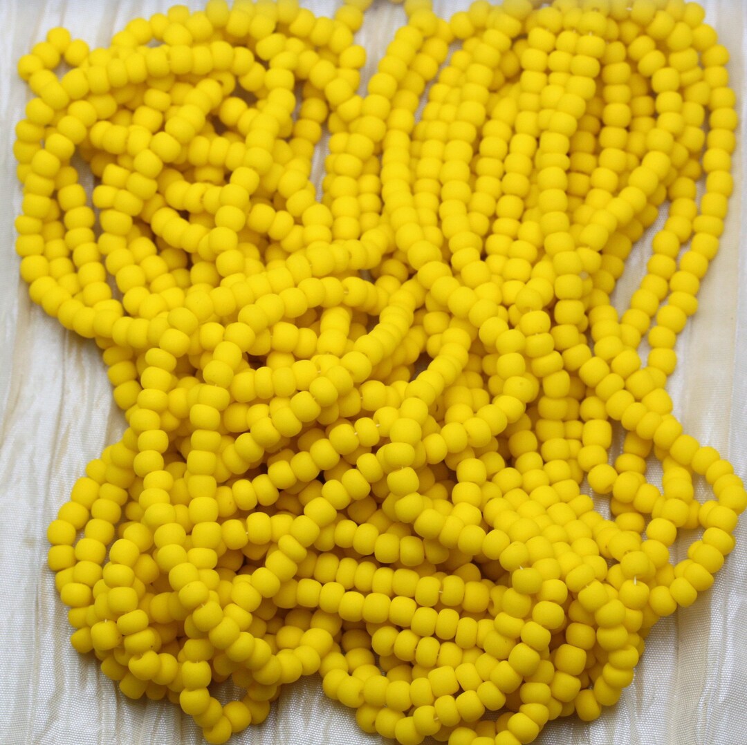 Loose 70g 6/0 Matte Dark Yellow Czech Seed Beads, 70 Grams hank of 6/20