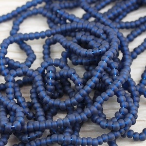 Loose 70g 6/0 Matte Transparent Montana Blue Czech Seed Beads - fabulous beached frosted finish, and deep night sky color