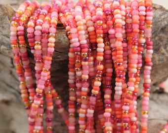 8/0 Peach Parfait Mega Mix Czech Seed Beads - 6/20", fabulous combo of summer fruits colors, bright summer mix