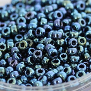 30g 6/0 Metallic Gunmetal Iris Miyuki Seed Beads - 30grams - spectacular color, metallic iris beads, Miyuki 456
