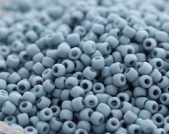 20g 8/0 Frosted Sky Blue Ceramic Matsuno seed beads - 20grams, frosted seed beads, beach style beads, ceramic looking beads