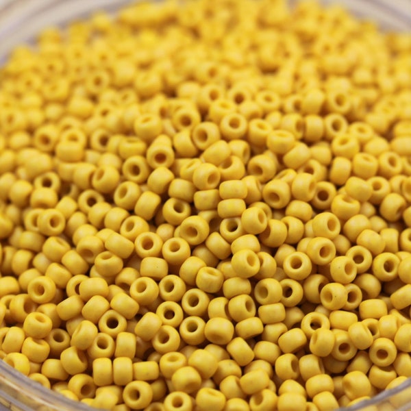 20g 8/0 Frosted Canary Yellow Miyuki Seed Beads - 20grams - spectacular, frosted ceramic beads, Miyuki 2311