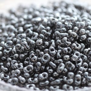 Discontinued! 25g 2x4mm Black Diamond Gold Luster Peanut Japanese Glass Beads, peanut beads, berry beads, Matsuno beads