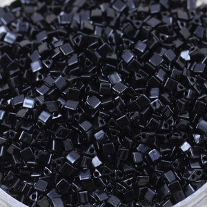 Discontinued! 30g 8/0 Jet Sharp Triangle Miyuki Seed Beads - 30grams, superior quality, Miyuki 401, classy black color