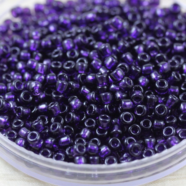 30g 6/0 Grey / Dark Violet Lined Matsuno Seed Beads - 30grams - spectacular color...