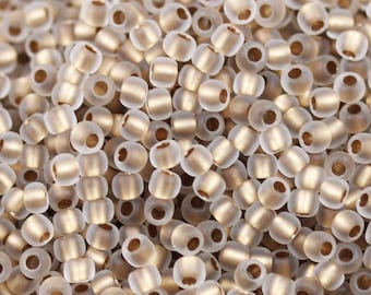 20g 8/0 Matte Crystal / Gold Lined Toho Seed Beads - 20grams - spectacular colors... Toho 989FM