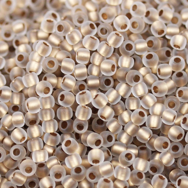 20g 8/0 Matte Crystal / Gold Lined Toho Seed Beads - 20grams - spectacular colors... Toho 989FM