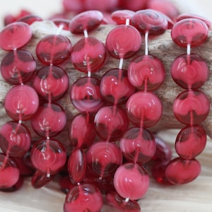 10pcs 13mm Pearl Fuchsia Spiral Shell / Snail Czech Glass Beads
