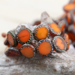 Select your color! 12pcs 12mm Picasso Cap Coin Table Cut Czech Glass Beads