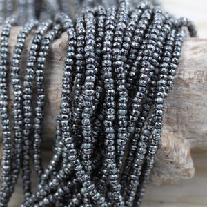 8/0 Jet Moon Picasso Czech Seed Beads - 6/20" - spectacular Moon color...