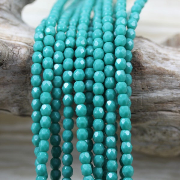 NEW!!! 100pcs 3mm Persian Turquoise Faceted Round Czech Glass Beads - fabulous bright classy color, ocean beads