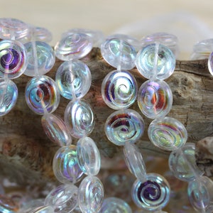 10pcs 13mm Crystal AB Spiral Shell / Snail Czech Glass Beads