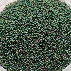 20 grams 15/0 Matte Metallic Forest Green Iris Miyuki Seed Beads - spectacular color, frosted metallic iris beads, Miyuki 2020