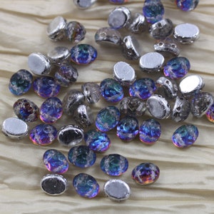 25 perle di vetro Cabochon CzechMates barocche a 2 fori, 8x6mm, colori retroilluminati, aspetto fresco, perline a 2 fori
