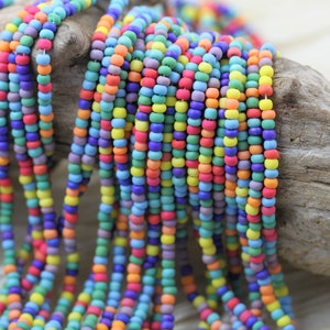 8/0 Matte Blooming Meadows AB Mega Mix Czech Seed Beads - 6/20", fabulous vibrant summer colors, subtle rainbow finish, ceramic style