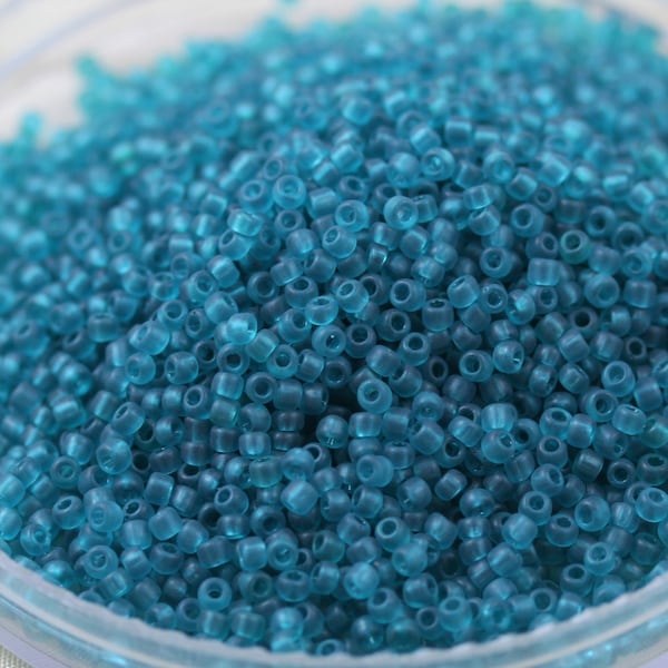 NEW! 20g 11/0 Frosted Teal Matsuno seed beads - 20grams, ocean beads, matte beads, beached glass beads