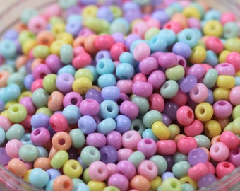 70g 6/0 Opaque Pastel SolGel Mega Mix Czech Seed Beads - loose, 70grams, soft pastel colors, Easter beads