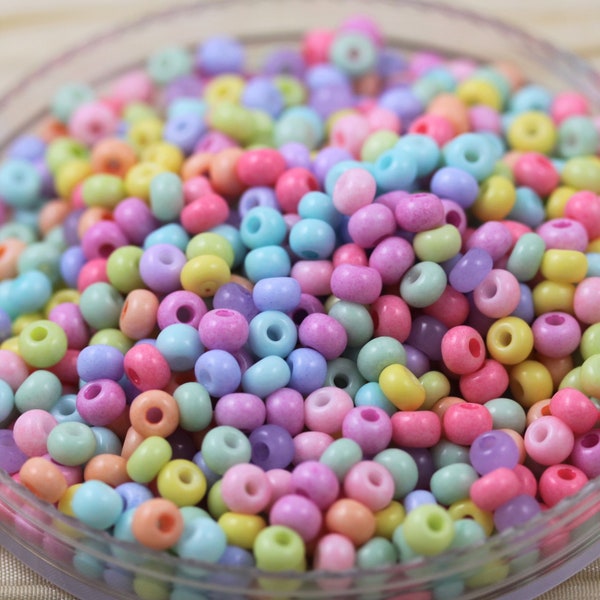 70g 6/0 Opaque Pastel SolGel Mega Mix Czech Seed Beads - loose, 70grams, soft pastel colors, Easter beads