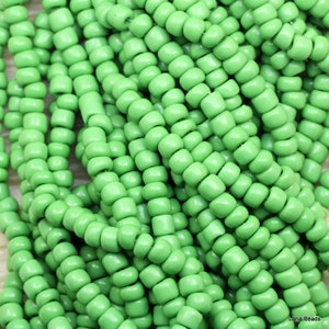 Loose 30g 1/0 Light Green Czech Seed Beads - 1strand 20&quot; long, chunky green seed beads