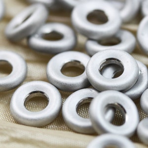 25pcs 9X2mm Matte Labrador / Matte Silver  - Ring Czech Glass Beads