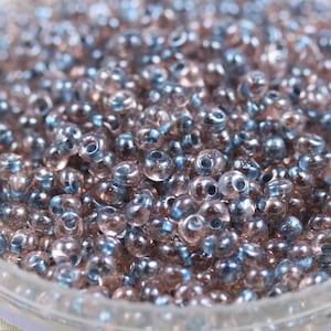 30 gramos de color elegante 3,4 mm rosa claro claro / azul metálico forrado Toho Drop Beads - 30 gramos, cuentas de flecos, gotas de lágrima, color Toho 288