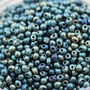 Fancy Matte Metallic Iris Color 3.4mm Matte Metallic Patina Iris Miyuki Drop Beads - 30grams, Miyuki 2008