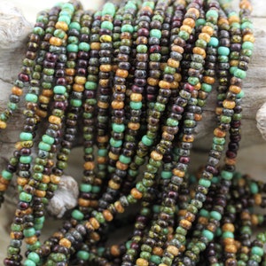 8/0 Picasso Mega Mix Czech Seed Beads - 6/20" - spectacular earthy colors...