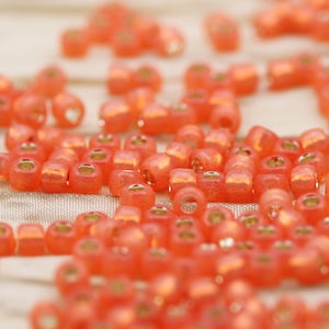 20g 8/0 Milky Grapefruit / Silver Lined TOHO Seed Beads - spectacular color, Toho 2112