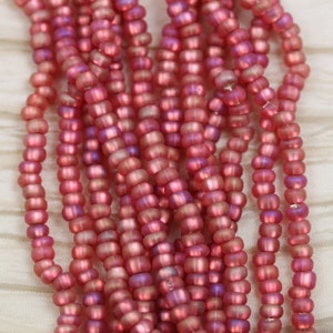 RARE! 6/0 Matte Cranberry AB / Silver Lined Czech Seed Beads, 70grams, frosted finish, fabulous firefly effect, rich color...